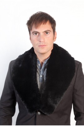 Black rex fur collar for men